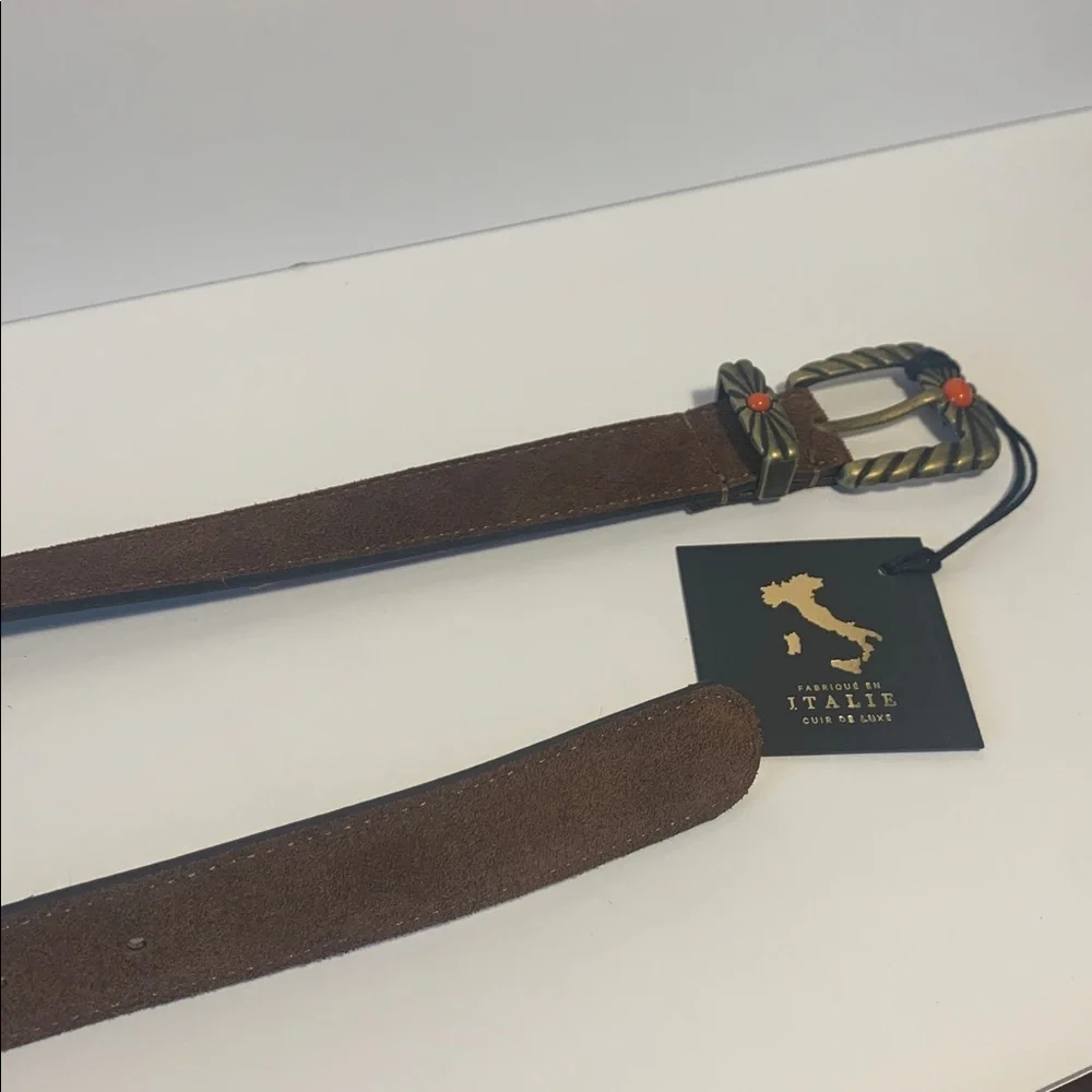 Cuoieria Artigiana Made in‎ Italy Women’s Suede/Leather Belt S/M Brown NWT